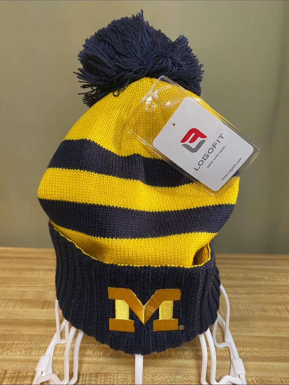 University of Michigan NCAA Heavy 100% Acrylic Knit Pom Hat Go Blue Yellow O/S